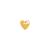 Bouton coeur piqué contour ocre jaune