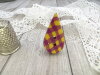 Bouton goutte tartan bordeaux jaune