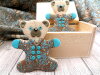 Bouton en forme de nounours Turquoise-Brown